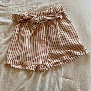 Forever 21 rust & off-white paper bag shorts